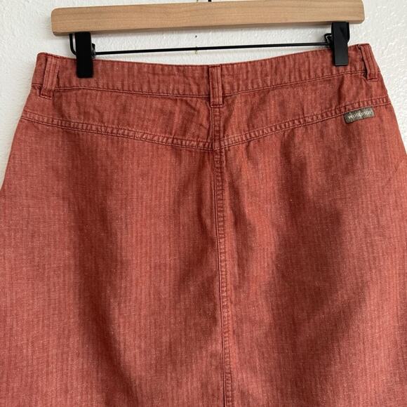 Woolrich Skirt Women's 10 Copper Stretch Pockets Mid Thigh Herringbone Pattern - Picture 8 of 10